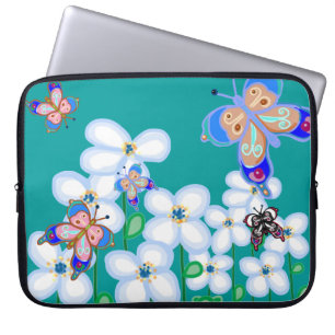 Capa Para Notebook Borboletas e flores