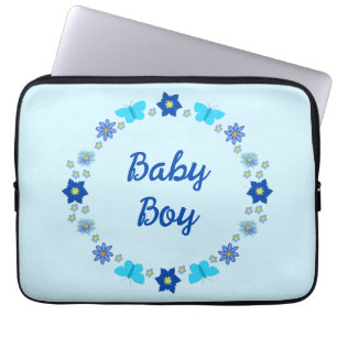 Capa Para Notebook Borboletas e flores do menino azul personalizadas