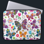 Capa Para Notebook Borboletas e flores retrorreflectoras<br><div class="desc">Legal padrão de borboletas retrorreflectoras coloridas e flores</div>