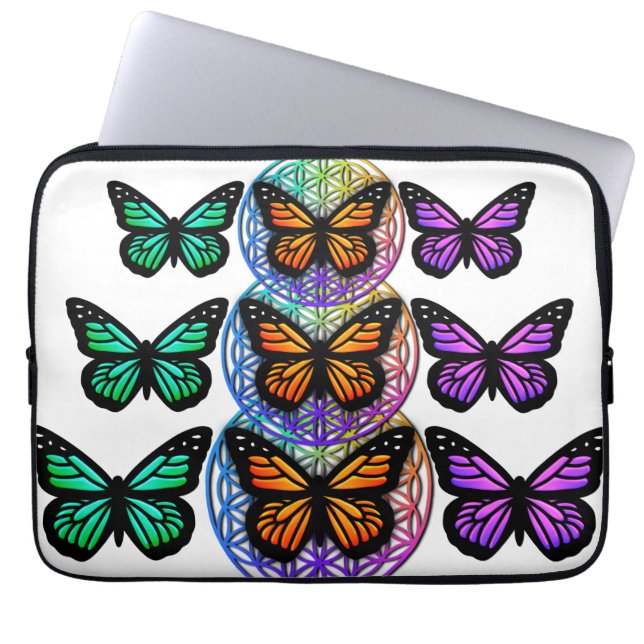 Capa Para Notebook Borboletas elegantes flores coloridas da vida (Frente)