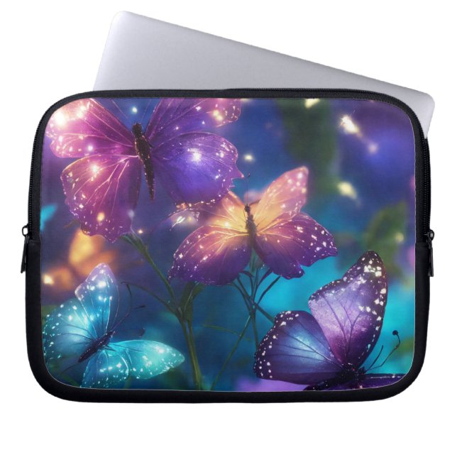 Capa Para Notebook Borboletas entoadas em roxo escuro (Frente)