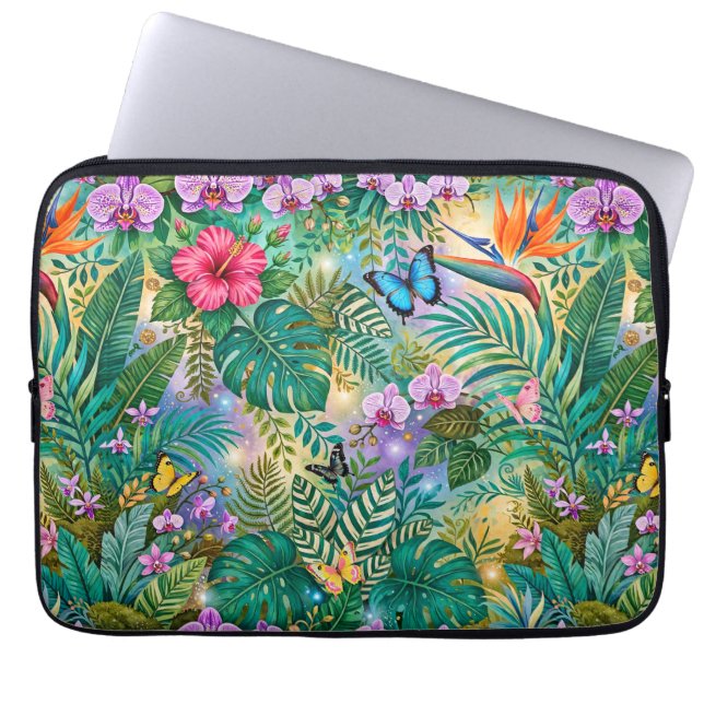 Capa Para Notebook Borboletas Flores Fantasia da Selva Alegre (Frente)