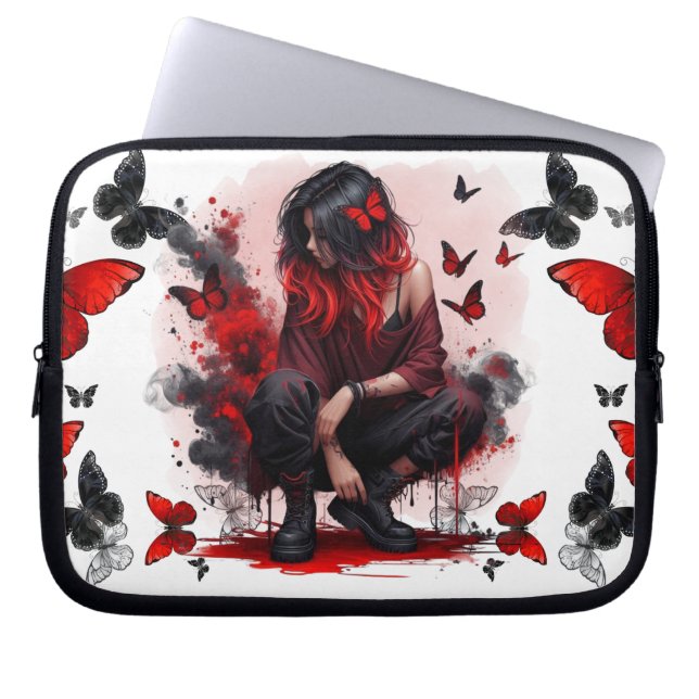 Capa Para Notebook Borboletas góticas & fantasia senhoril (Frente)