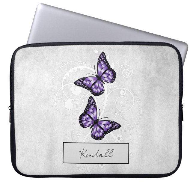 Capa Para Notebook Borboletas Roxas Brilhantes (Frente)