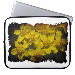 Capa Para Notebook Borda Branca de Flores Amarelas