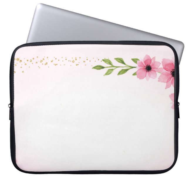 Capa Para Notebook Borda de Aquarela Floral com sotaque de confete de (Frente)