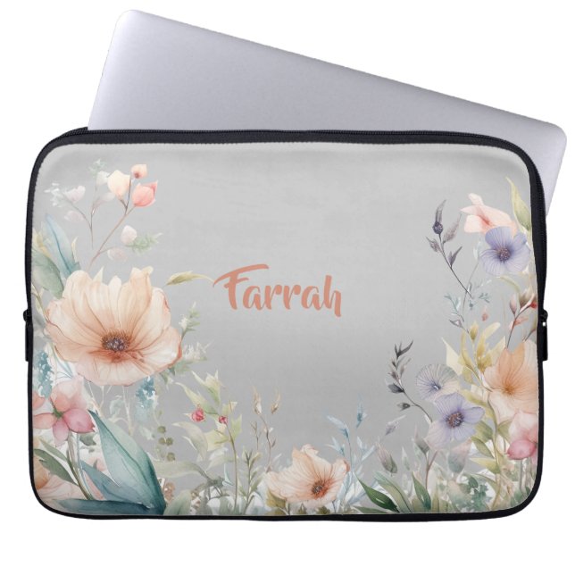 Capa Para Notebook Borda de Flores Selvagens Personalizada (Frente)