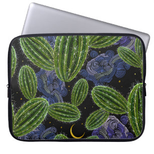 Capa Para Notebook Bordado Mexicano: Noite De Cactus Sem Olhos.