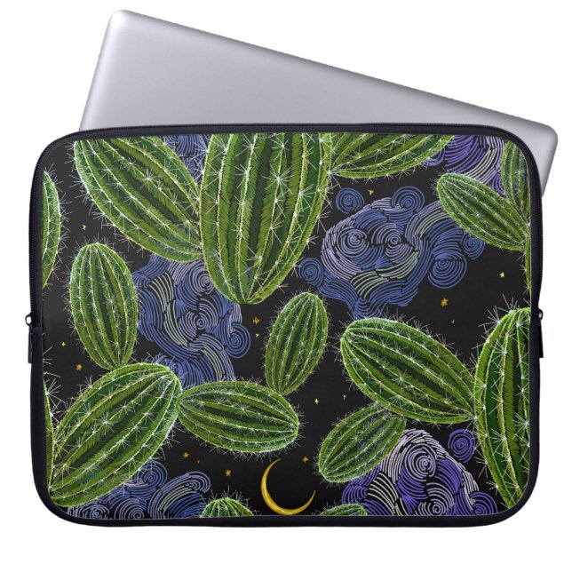 Capa Para Notebook Bordado Mexicano: Noite De Cactus Sem Olhos. (Frente)