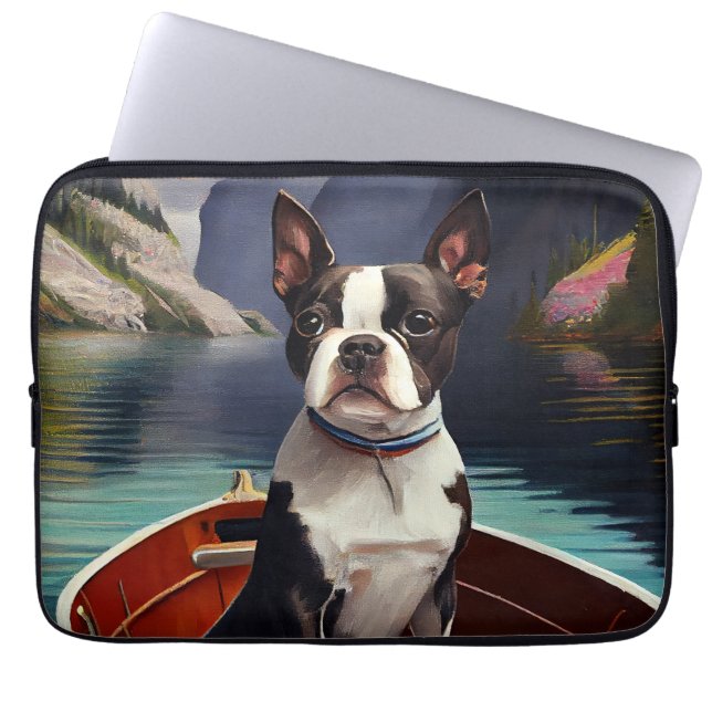 Capa Para Notebook Boston Terrier em um remo: Uma aventura cênica (Frente)