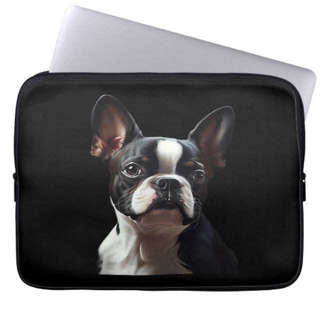 Capa Para Notebook Boston Terrier - Oil Paint Classic T-Shirt (Frente)