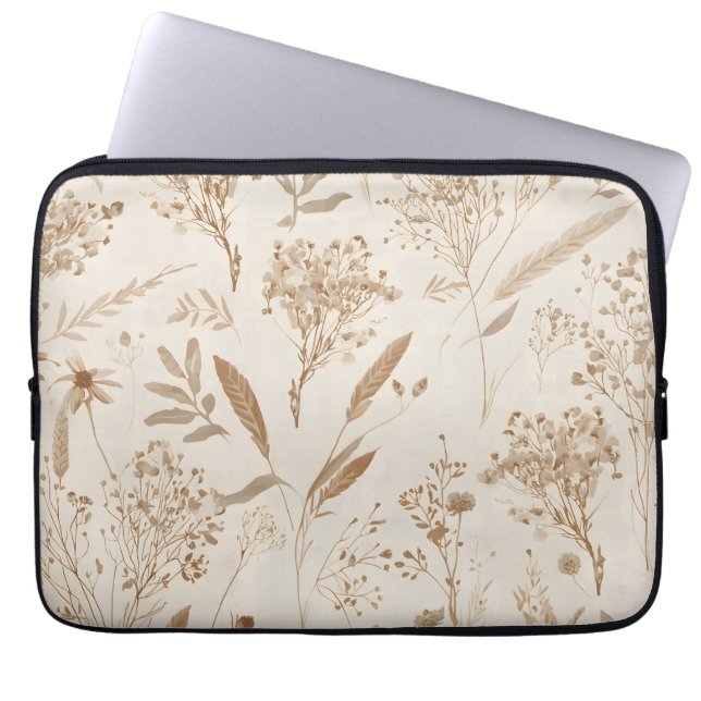 Capa Para Notebook Botânica de Flor Seca Bege (Frente)