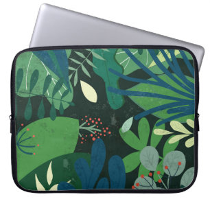 Capa Para Notebook Botânica Verde: Ilustração de Folhas Tropicais