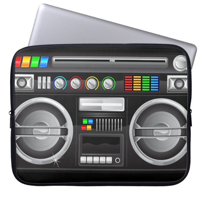 Capa Para Notebook botão arco-íris retro blaster de boombox ghetto (Frente)