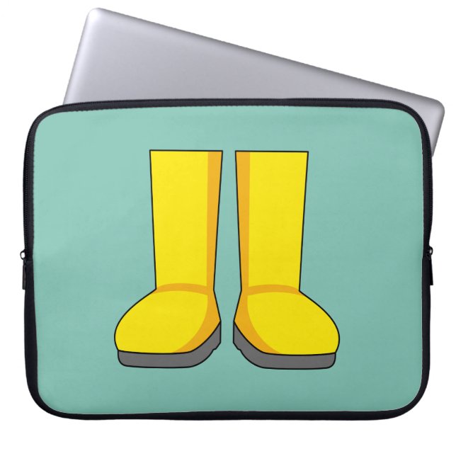 Capa Para Notebook Botas de Borracha Amarelas para Chuva (Frente)