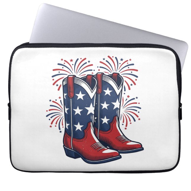 Capa Para Notebook Botas de Cowboy Patrióticas Design de Camisa Weste (Frente)