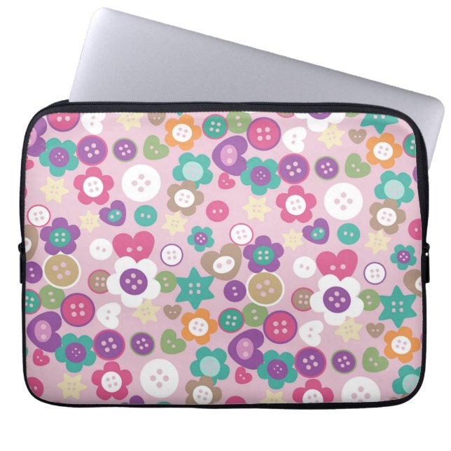 Capa Para Notebook Botões de costura de amor rosa (Frente)