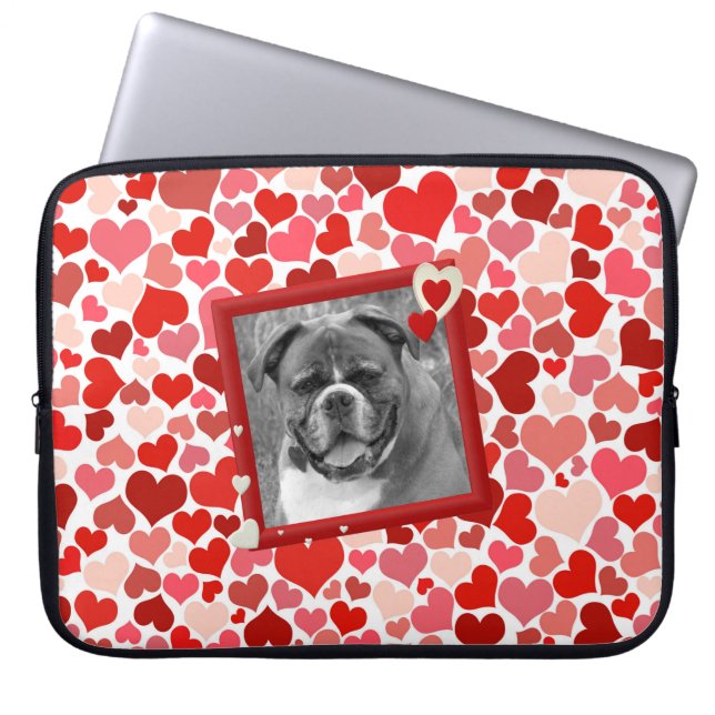 Capa Para Notebook Boxer Dog Hearts bolsas de laptop (Frente)