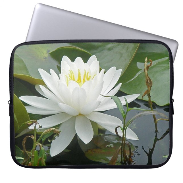 Capa Para Notebook Branca de Waterlily Wildflower (Frente)