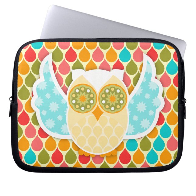 Capa Para Notebook Branco de Boheme da coruja (Frente)