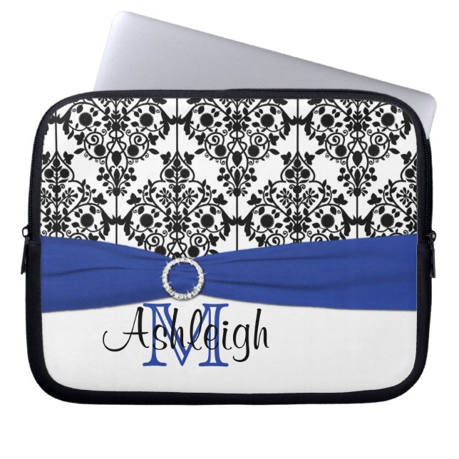 Capa Para Notebook Branco preto azul com Bolsa de laptop FAUX (Frente)