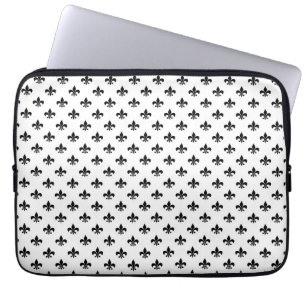 Capa Para Notebook Branco Preto Fleur De Lis Delicado Mardi Gras