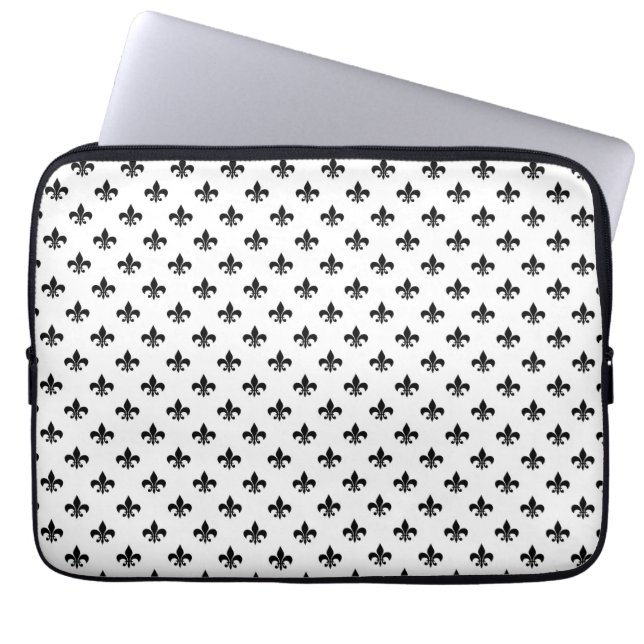 Capa Para Notebook Branco Preto Fleur De Lis Delicado Mardi Gras (Frente)