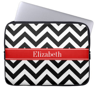 Capa Para Notebook Branco preto LG Chevron Red Name Monograma