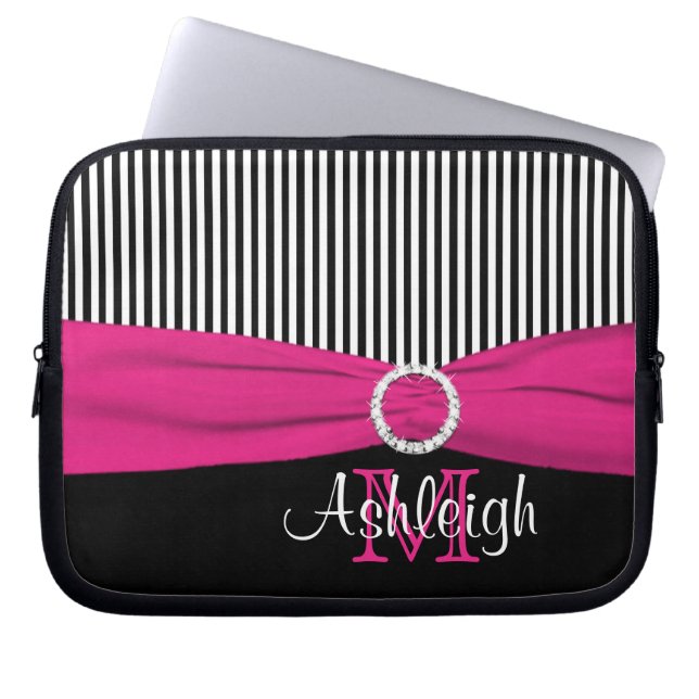 Capa Para Notebook Branco preto rosa com Bolsa de laptop FAUX (Frente)