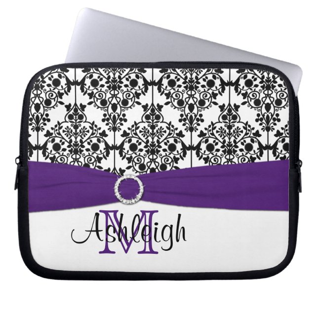 Capa Para Notebook Branco preto roxo com a bolsa de laptop da fita do (Frente)