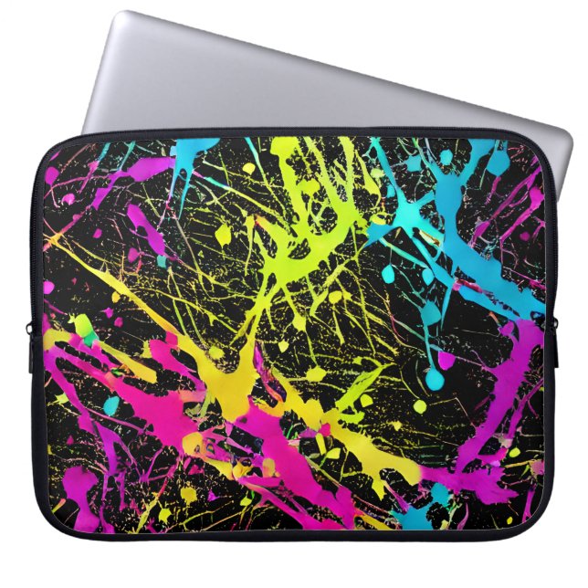 Capa Para Notebook Bright Neon Paint Splatter (Frente)