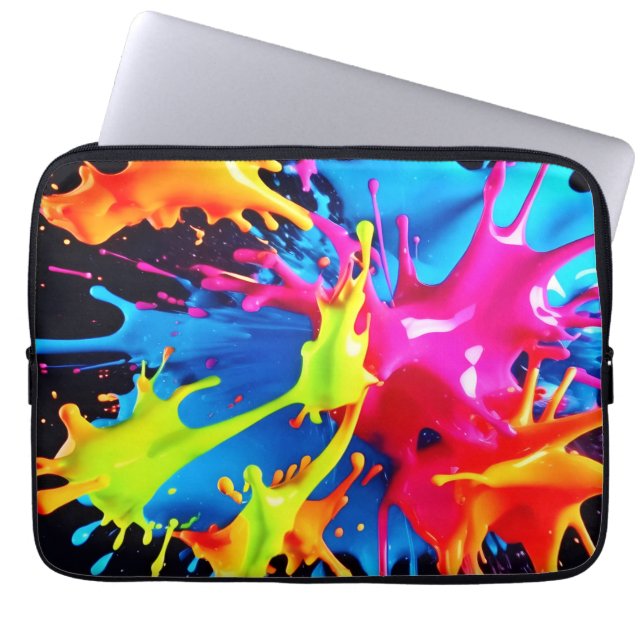 Capa Para Notebook Bright Neon Splasps in Abstrato Art (Frente)