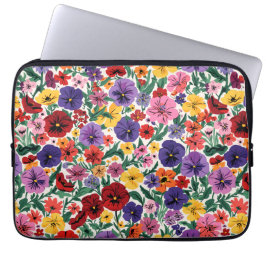 Capa Para Notebook Bright Spring Pansies Floral Garden Pattern