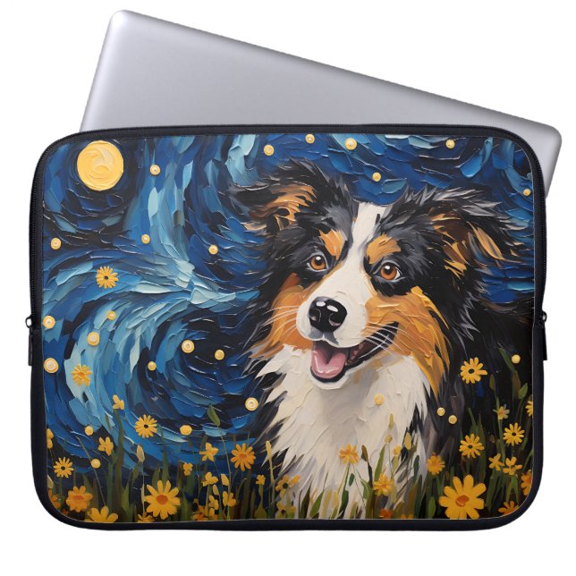 CAPA PARA NOTEBOOK BRIGHT STARRY NOITE COM O CACHERDE AUSTRALIANO (Frente)
