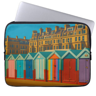 Capa Para Notebook Brighton Beach Huts - Impressão Colorida à beira-m