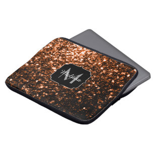 Capa Para Notebook Brilhante de cobre marrom de bronze brilho Monogra