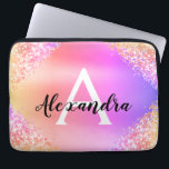 Capa Para Notebook Brilhante rosa púrpura e monograma de brilho<br><div class="desc">Matilha fina púrpura e cor-de-rosa e pasta esbranquiçada de madeira esmerilada de folha metálica Elegante. Esse caso pode ser personalizado para incluir seu nome inicial e próprio.</div>