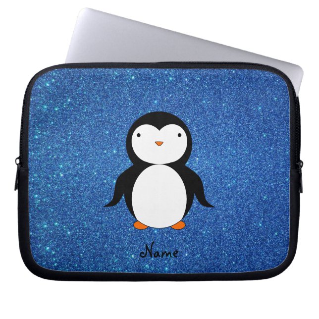 Capa Para Notebook Brilho azul personalizado do pinguim conhecido (Frente)
