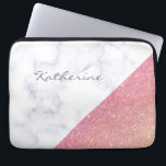 Capa Para Notebook Brilho cor-de-rosa do ouro do mármore branco<br><div class="desc">Design geométrico moderno que caracteriza o brilho cor-de-rosa do ouro do falso e o bloco de mármore branco da cor.</div>