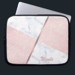 Capa Para Notebook Brilho cor-de-rosa feminino elegante do ouro &<br><div class="desc">Combinação à moda de brilho cor-de-rosa do ouro do falso & do bloco de mármore branco da cor.</div>