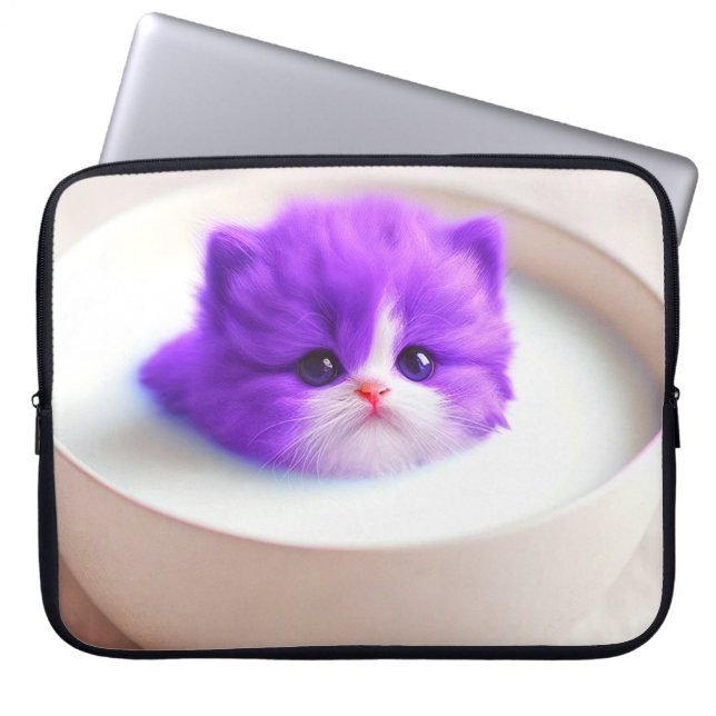 Capa Para Notebook Brilho de Gatinho Roxo Surreal (Frente)