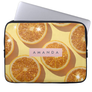 Capa Para Notebook Brilho de Laranja Cítrico Personalizado com Faísca