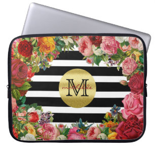 Capa Para Notebook Brilho Dourado das flores na moda dos rosas das