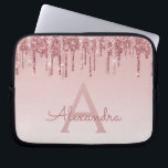Capa Para Notebook Brilho Dourado do rosa do rosa e monograma da<br><div class="desc">Cora cor-de-rosa - o falso Dourado cor-de-rosa que goteja a caixa elegante do computador portátil do monograma do brilho e da faísca. Este caso monogrammed pode ser personalizado para incluir seus inicial e nome.</div>