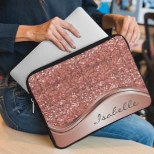 Capa Para Notebook Brilho Dourado Rosa Glam Bling Personalizado em Me