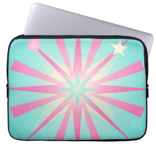 Capa Para Notebook Brilho Retro Estelar Rosa-Menta