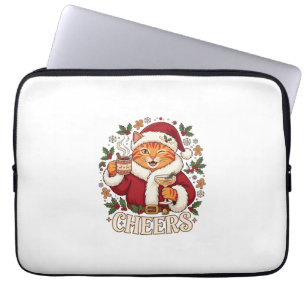 Capa Para Notebook Brinde Natal Gato Laranja Chapéu do Papai Noel Beb