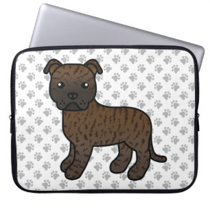 Capa Para Notebook Brindle English Staffie Cute Cartoon Dog & Paws