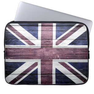 Capa Para Notebook British Flag Vintage Wood