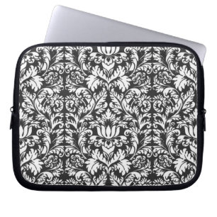 Capa Para Notebook Brocade de gargalo branco preto